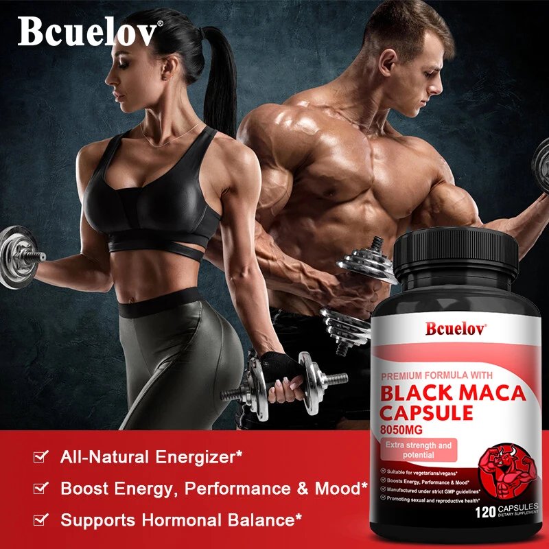 Powerful Black Maca Supplement for Men and Women, 8050mg，Improve Energy, Endurance, Muscle Mass Health