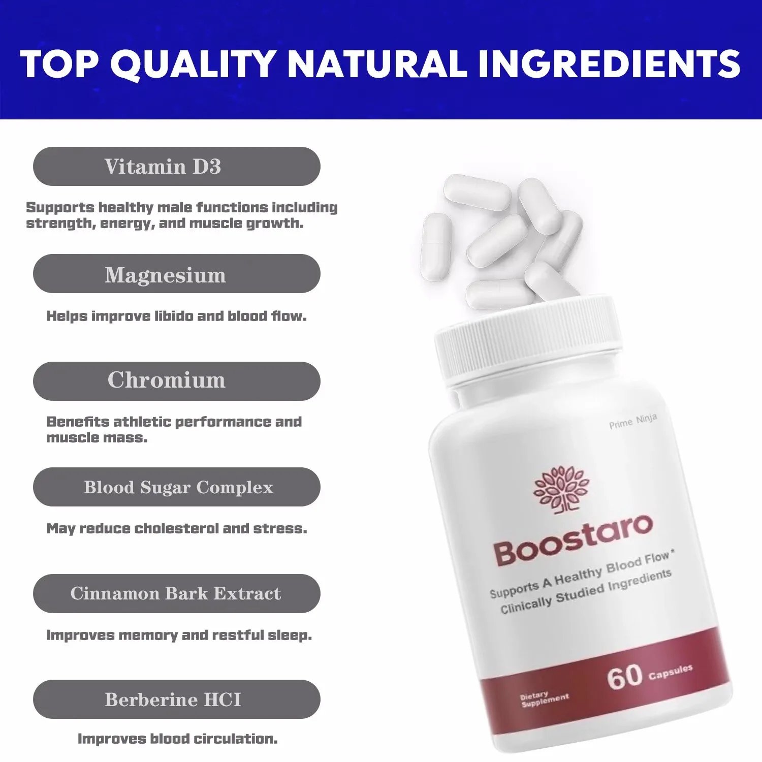 Male Vitality Supplement - Promotes Healthy Blood Circulation, 60 Capsules Male Vitality Supplement - Promotes Healthy Blood Circulation, 60 Capsules
