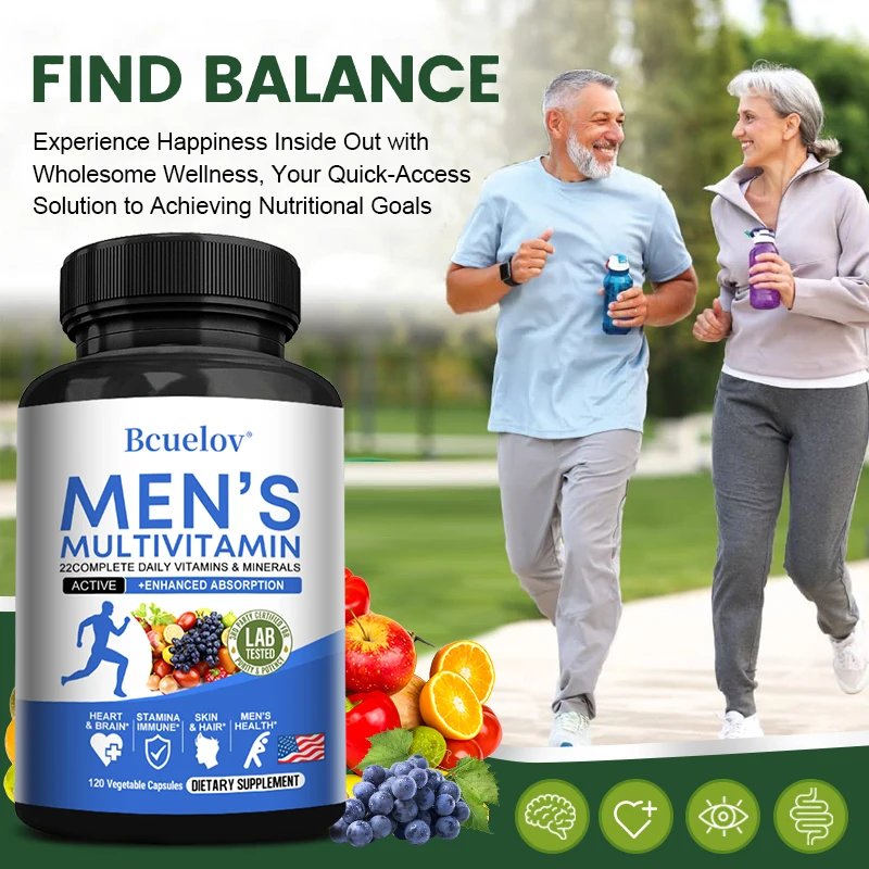Men's Multivitamin Capsules - with Vitamins A, C, D, E & Zinc, High Absorption Supplement - Build Endurance & Muscle