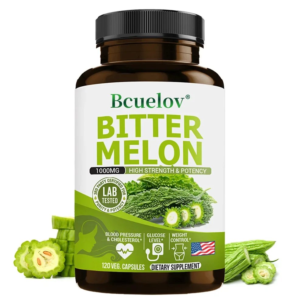Natural Bitter Melon Capsules, Promote Blood Circulation, Weight Management, Blood Sugar Support Supplement, 120 Capsules