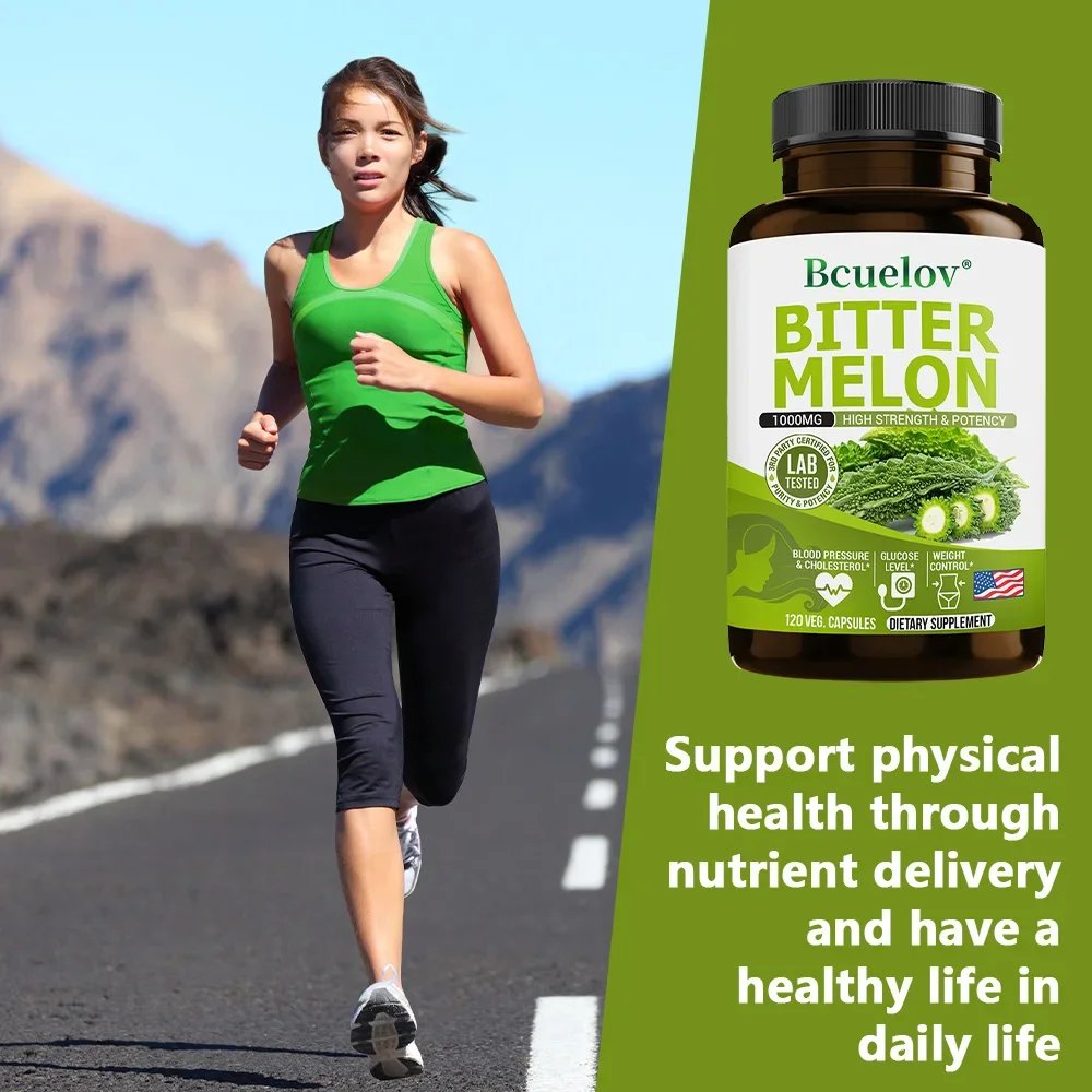 Natural Bitter Melon Capsules, Promote Blood Circulation, Weight Management, Blood Sugar Support Supplement, 120 Capsules