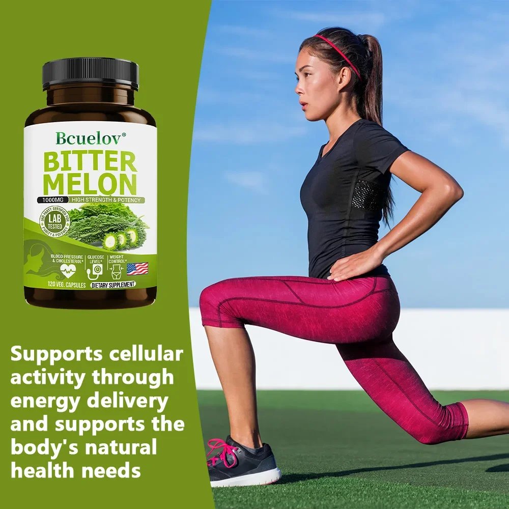 Natural Bitter Melon Capsules, Promote Blood Circulation, Weight Management, Blood Sugar Support Supplement, 120 Capsules