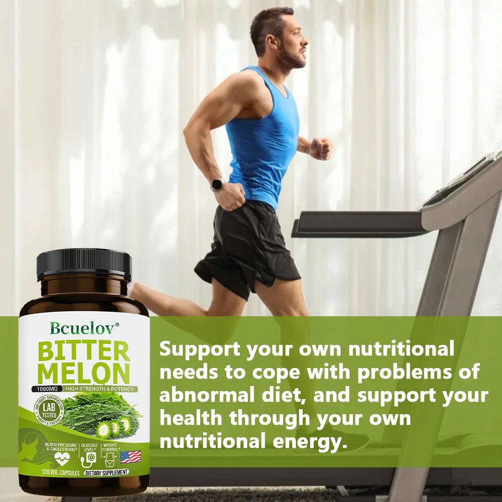 Natural Bitter Melon Capsules, Promote Blood Circulation, Weight Management, Blood Sugar Support Supplement, 120 Capsules