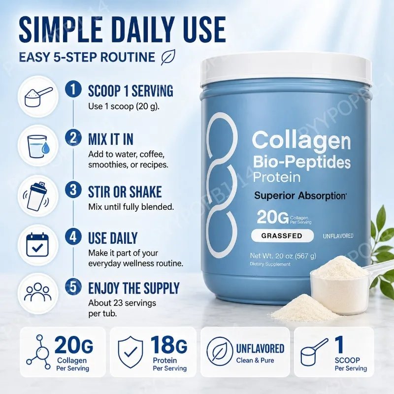 Collagen Bio Peptides Protein Powder 20g Collagen 18g Protein Per Serving Supports Skin Hair Nails Joint Wellness Unflavored