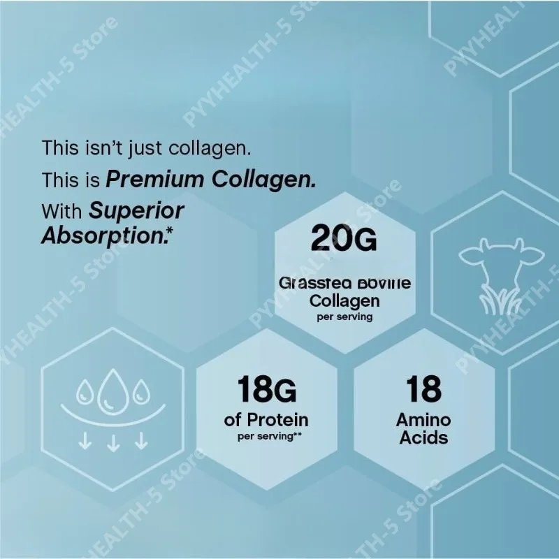 Collagen Powder 20oz Hair Skin Nails Superior Absorption Grassfed Protein Supplement 18 Essential Amino Acids Formula