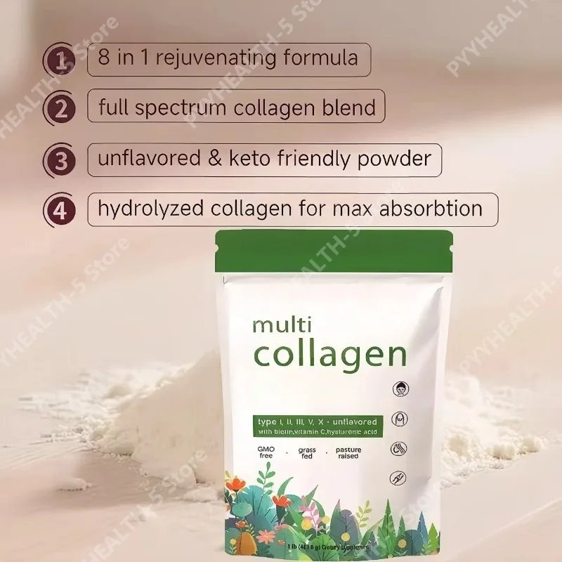 Hydrolyzed Collagen Protein Powder for Skin Elasticity and Joint Mobility Support, Unflavored Supplement, 453g