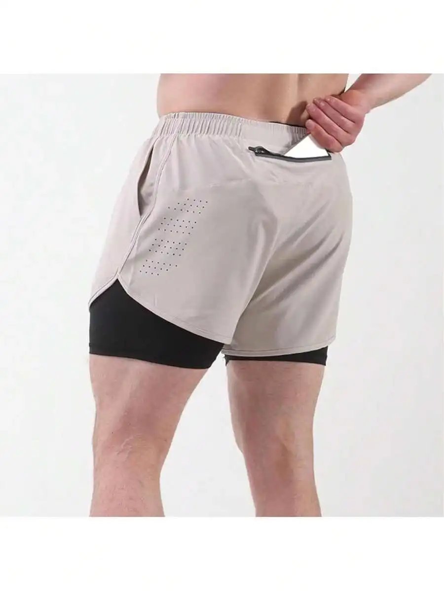 Mens 2 In 1 Quick Dry Running Shorts With Side Pockets For Gym Workout - Image 6