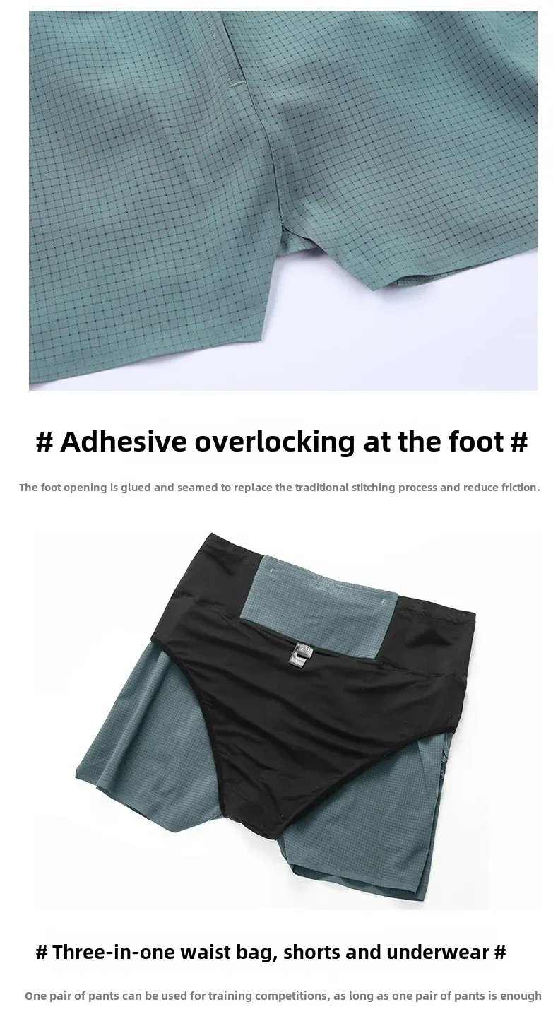 Men's 2-in-1 Triangular Lined Marathon Shorts Breathable and Quick Drying Fitness Training Men's Running Three Quarter Pants Men's 2-in-1 Triangular Lined Marathon Shorts Breathable and Quick Drying Fitness Training Men's Running Three Quarter Pants