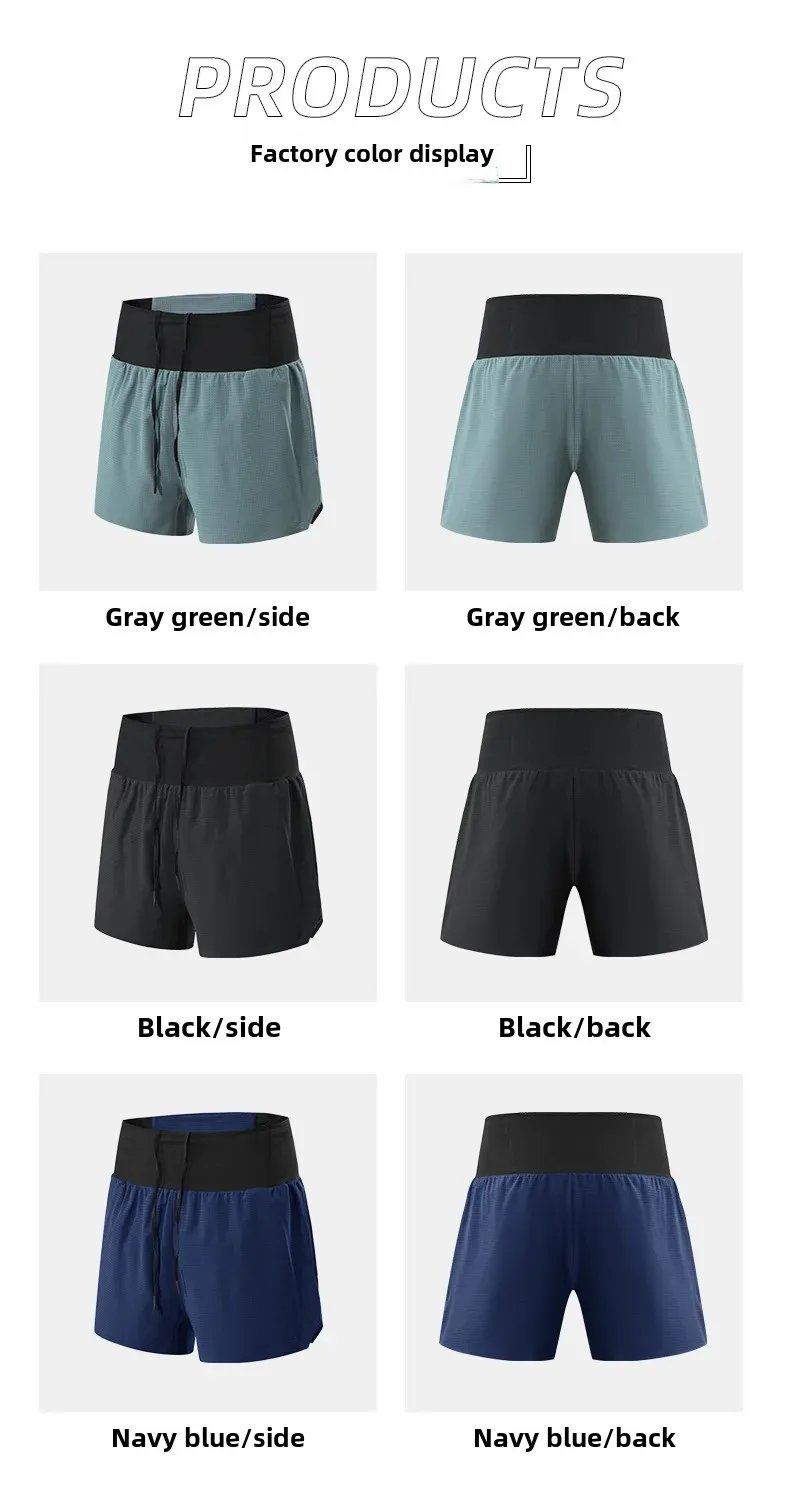 Men's 2-in-1 Triangular Lined Marathon Shorts Breathable and Quick Drying Fitness Training Men's Running Three Quarter Pants Men's 2-in-1 Triangular Lined Marathon Shorts Breathable and Quick Drying Fitness Training Men's Running Three Quarter Pants