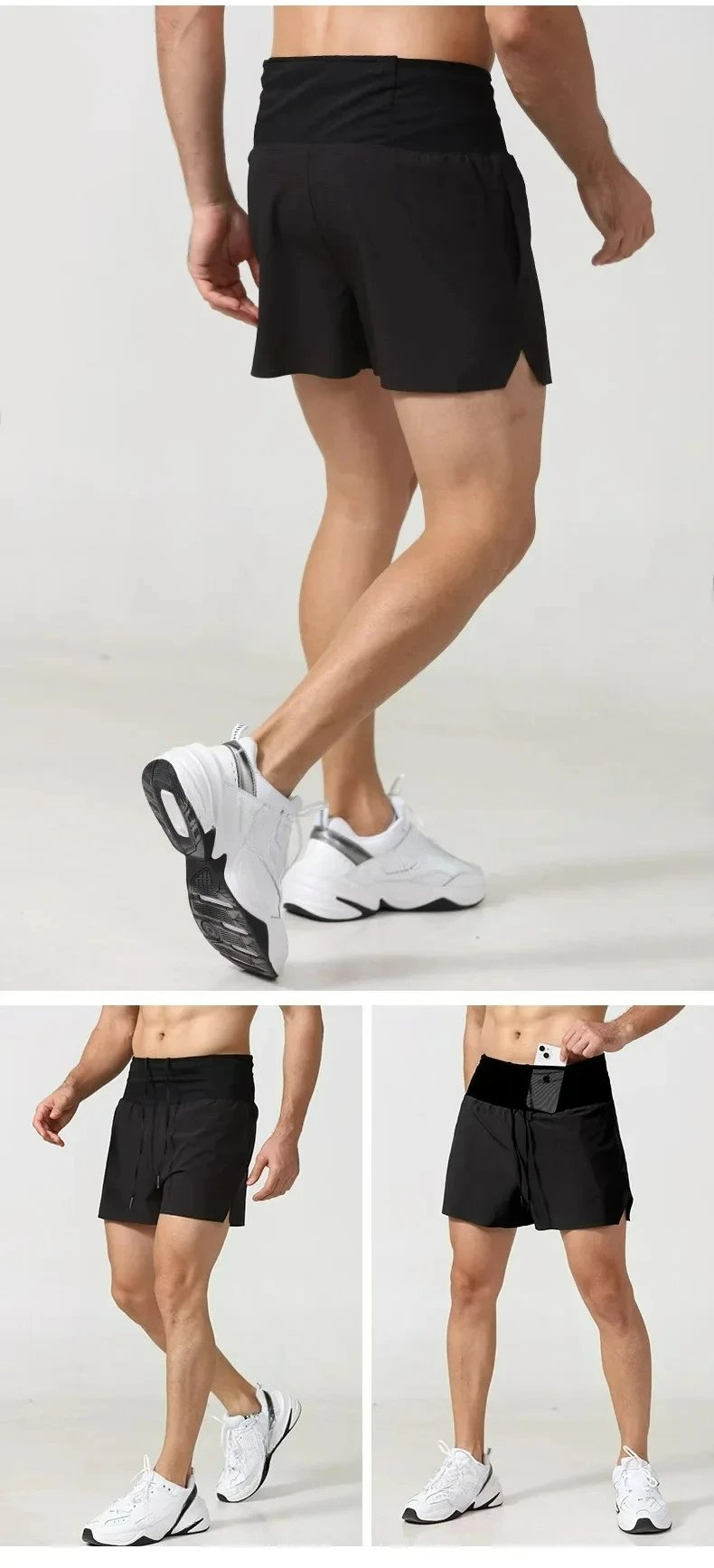 Men's 2-in-1 Triangular Lined Marathon Shorts Breathable and Quick Drying Fitness Training Men's Running Three Quarter Pants Men's 2-in-1 Triangular Lined Marathon Shorts Breathable and Quick Drying Fitness Training Men's Running Three Quarter Pants