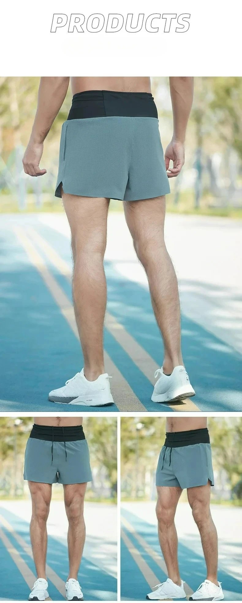 Men's 2-in-1 Triangular Lined Marathon Shorts Breathable and Quick Drying Fitness Training Men's Running Three Quarter Pants Men's 2-in-1 Triangular Lined Marathon Shorts Breathable and Quick Drying Fitness Training Men's Running Three Quarter Pants