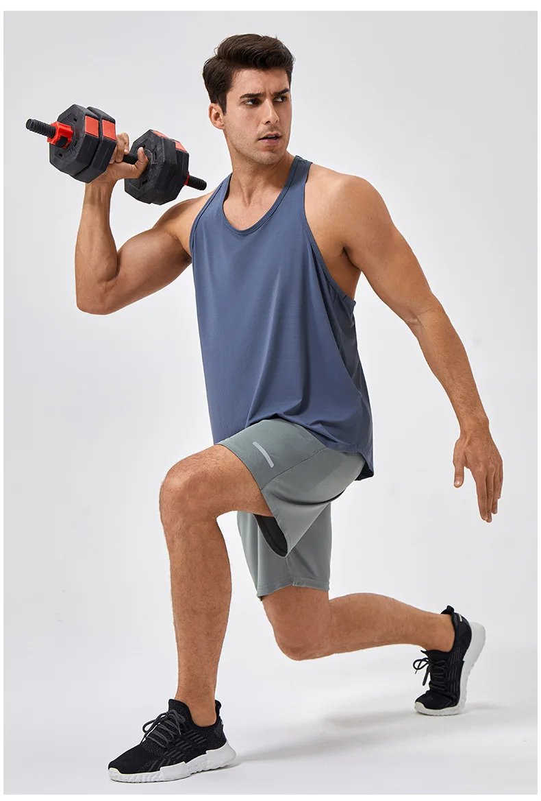 Men's Sleeveless Shirt Fitness Training Clothes Quick-drying Loose Gym Bodybuilding Tank Top Summer Men Solid Color Workout Vest Men's Sleeveless Shirt Fitness Training Clothes Quick-drying Loose Gym Bodybuilding Tank Top Summer Men Solid Color Workout Vest