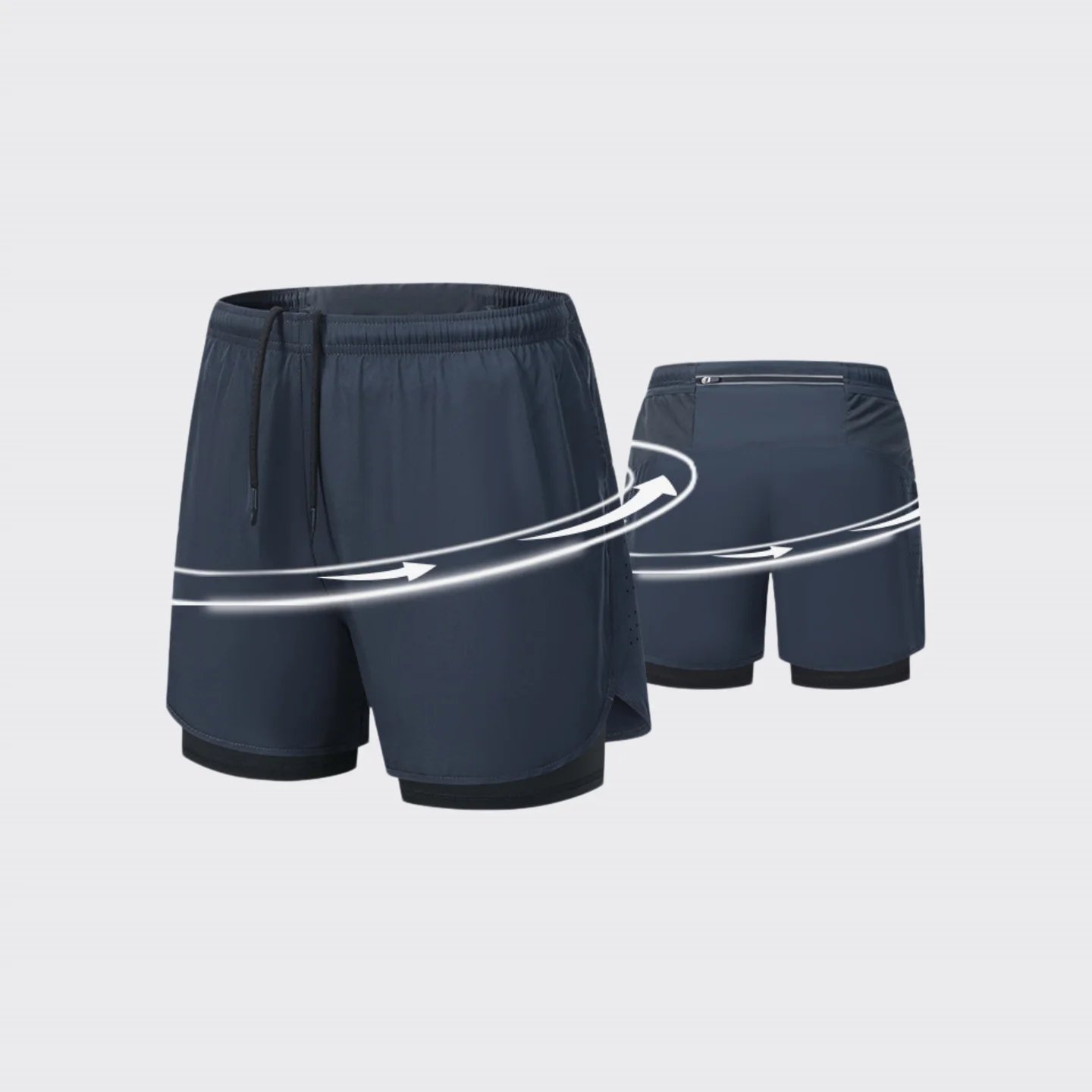 2026 New Men's Double Layer Quick-Drying Shorts for Running Men Breathable Elastic Gym Workout Sports Shorts Cycling Short Pants