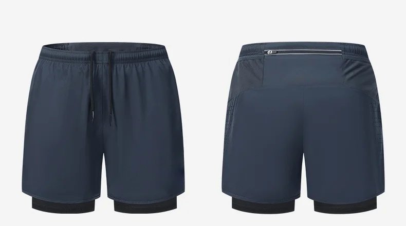 2026 New Men's Double Layer Quick-Drying Shorts for Running Men Breathable Elastic Gym Workout Sports Shorts Cycling Short Pants