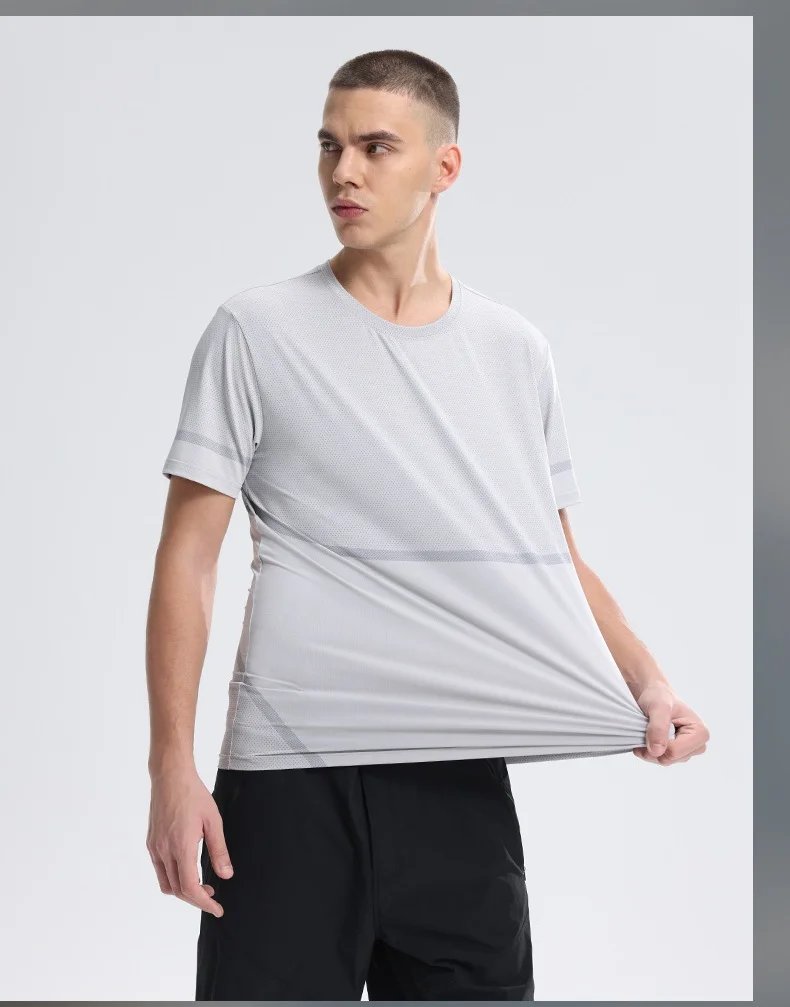 Summer Men's Running T-shirt Short Sleeve Sportswear Men Ice Silk Top Quick Dry Workout Tee Breathable Fitness Sports Sweatshirt Summer Men's Running T-shirt Short Sleeve Sportswear Men Ice Silk Top Quick Dry Workout Tee Breathable Fitness Sports Sweatshirt
