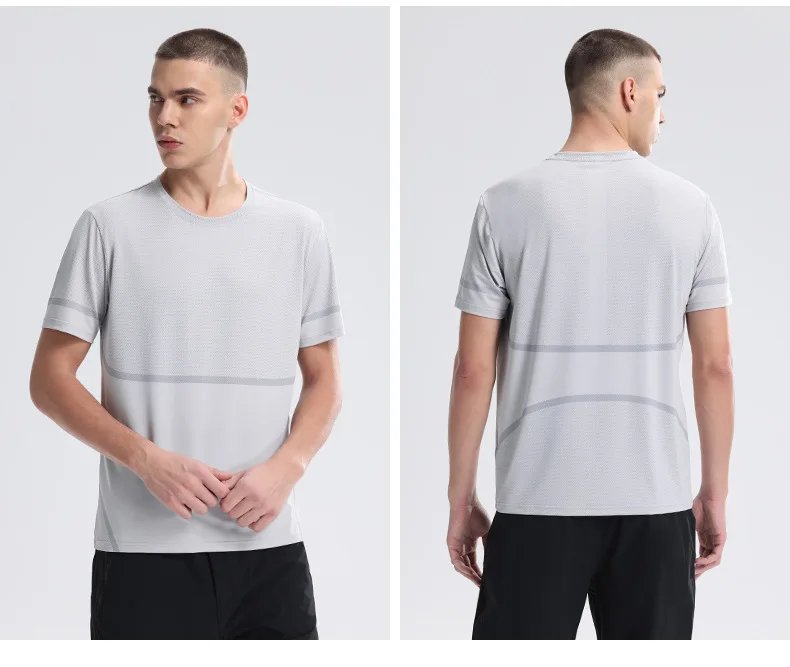 Summer Men's Running T-shirt Short Sleeve Sportswear Men Ice Silk Top Quick Dry Workout Tee Breathable Fitness Sports Sweatshirt Summer Men's Running T-shirt Short Sleeve Sportswear Men Ice Silk Top Quick Dry Workout Tee Breathable Fitness Sports Sweatshirt