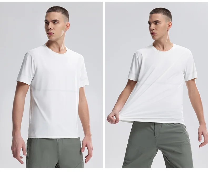 Summer Men's Running T-shirt Short Sleeve Sportswear Men Ice Silk Top Quick Dry Workout Tee Breathable Fitness Sports Sweatshirt Summer Men's Running T-shirt Short Sleeve Sportswear Men Ice Silk Top Quick Dry Workout Tee Breathable Fitness Sports Sweatshirt