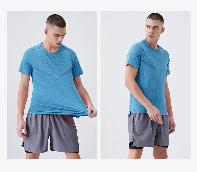 Men's Fitness Sports Ice Silk T-shirt Short Sleeves Summer Gym Running Fitness Tops Tee Outdoor Recreation Breathable T-Shirt Men's Fitness Sports Ice Silk T-shirt Short Sleeves Summer Gym Running Fitness Tops Tee Outdoor Recreation Breathable T-Shirt