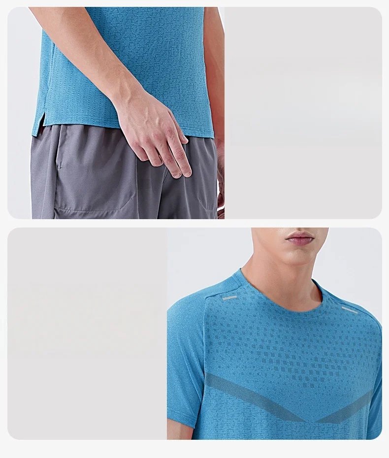 Men's Fitness Sports Ice Silk T-shirt Short Sleeves Summer Gym Running Fitness Tops Tee Outdoor Recreation Breathable T-Shirt Men's Fitness Sports Ice Silk T-shirt Short Sleeves Summer Gym Running Fitness Tops Tee Outdoor Recreation Breathable T-Shirt