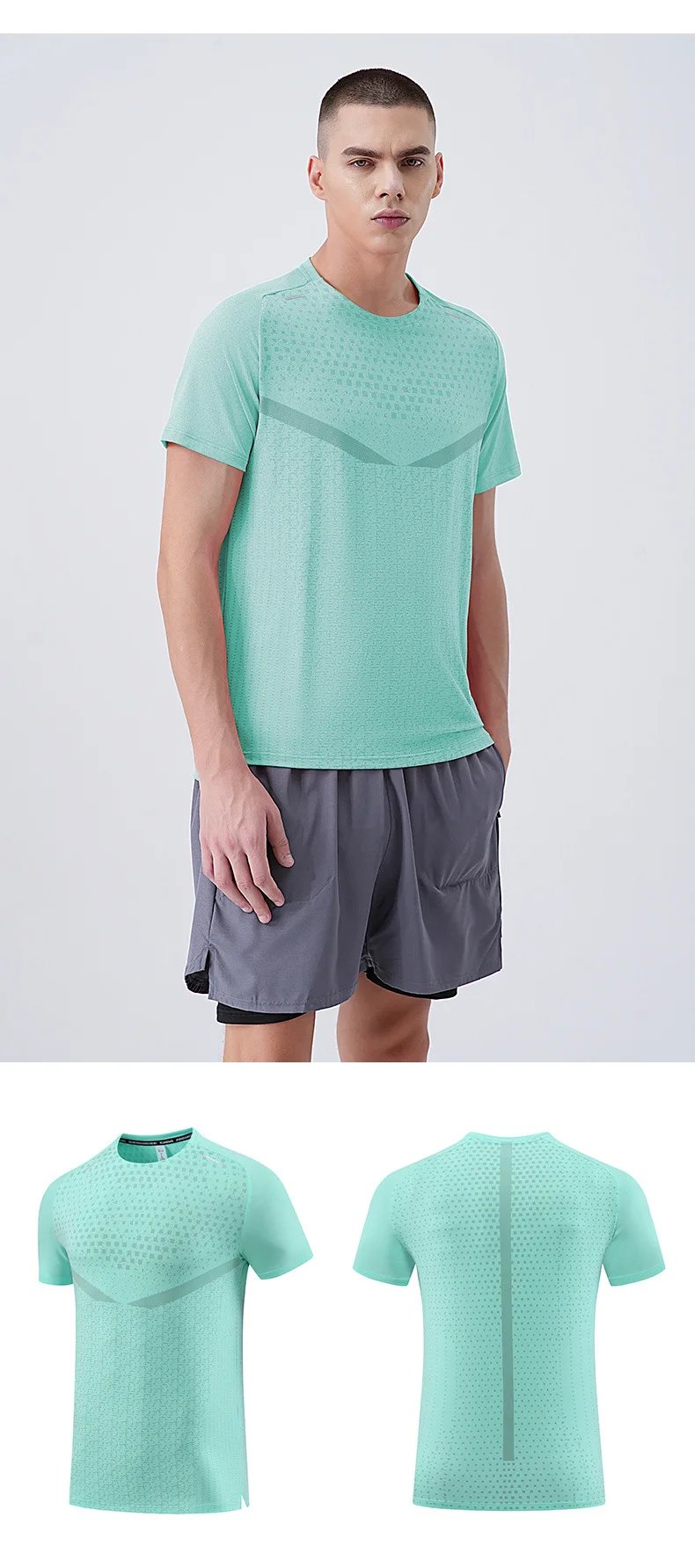 Men's Fitness Sports Ice Silk T-shirt Short Sleeves Summer Gym Running Fitness Tops Tee Outdoor Recreation Breathable T-Shirt Men's Fitness Sports Ice Silk T-shirt Short Sleeves Summer Gym Running Fitness Tops Tee Outdoor Recreation Breathable T-Shirt