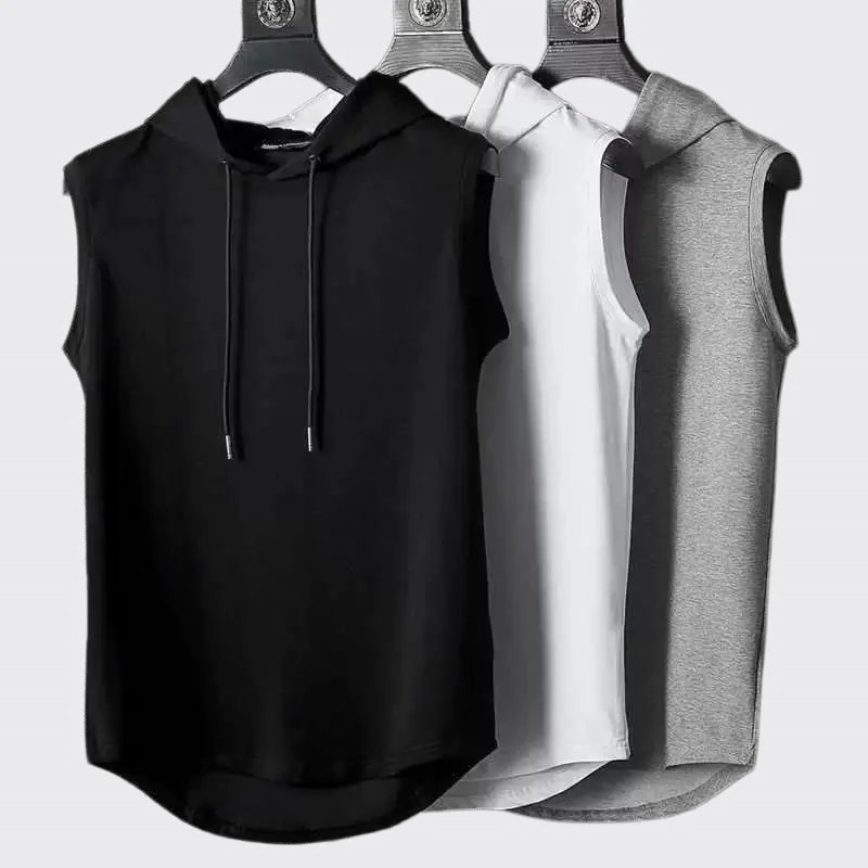 Men Hooded Running Vest Summer Fitness Sleeveless Shirt Quick Dry Bodybuilding Gym Tank Top Sports Singlets Men's Athletic Wear Men Hooded Running Vest Summer Fitness Sleeveless Shirt Quick Dry Bodybuilding Gym Tank Top Sports Singlets Men's Athletic Wear