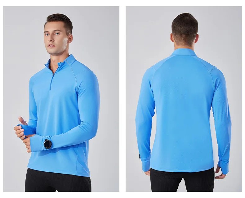 New Long Sleeve T-Shirt Half Zip Men Fitness Sports T-Shirt Men's Quick Dry Breathable Running Workout Sweatshirt Athletic Wear New Long Sleeve T-Shirt Half Zip Men Fitness Sports T-Shirt Men's Quick Dry Breathable Running Workout Sweatshirt Athletic Wear