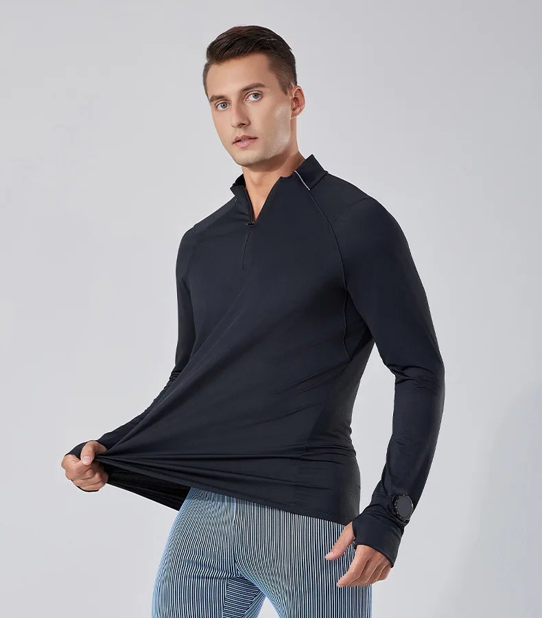 New Long Sleeve T-Shirt Half Zip Men Fitness Sports T-Shirt Men's Quick Dry Breathable Running Workout Sweatshirt Athletic Wear New Long Sleeve T-Shirt Half Zip Men Fitness Sports T-Shirt Men's Quick Dry Breathable Running Workout Sweatshirt Athletic Wear