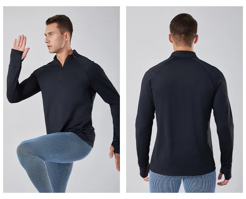 New Long Sleeve T-Shirt Half Zip Men Fitness Sports T-Shirt Men's Quick Dry Breathable Running Workout Sweatshirt Athletic Wear New Long Sleeve T-Shirt Half Zip Men Fitness Sports T-Shirt Men's Quick Dry Breathable Running Workout Sweatshirt Athletic Wear