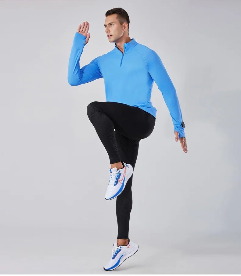 New Long Sleeve T-Shirt Half Zip Men Fitness Sports T-Shirt Men's Quick Dry Breathable Running Workout Sweatshirt Athletic Wear New Long Sleeve T-Shirt Half Zip Men Fitness Sports T-Shirt Men's Quick Dry Breathable Running Workout Sweatshirt Athletic Wear