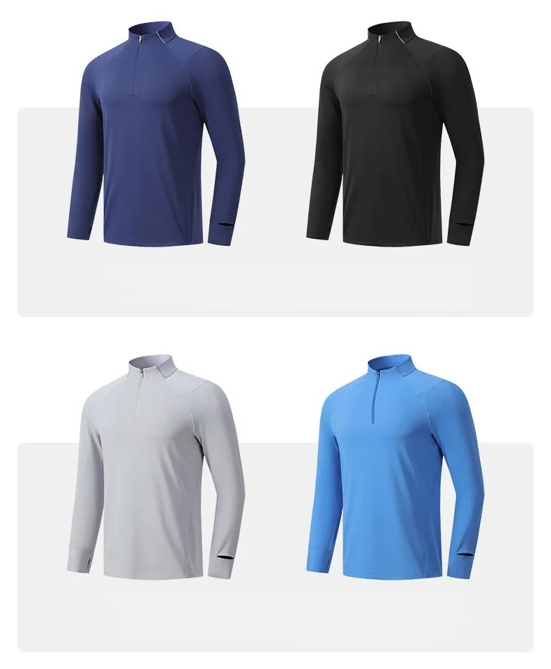 New Long Sleeve T-Shirt Half Zip Men Fitness Sports T-Shirt Men's Quick Dry Breathable Running Workout Sweatshirt Athletic Wear New Long Sleeve T-Shirt Half Zip Men Fitness Sports T-Shirt Men's Quick Dry Breathable Running Workout Sweatshirt Athletic Wear