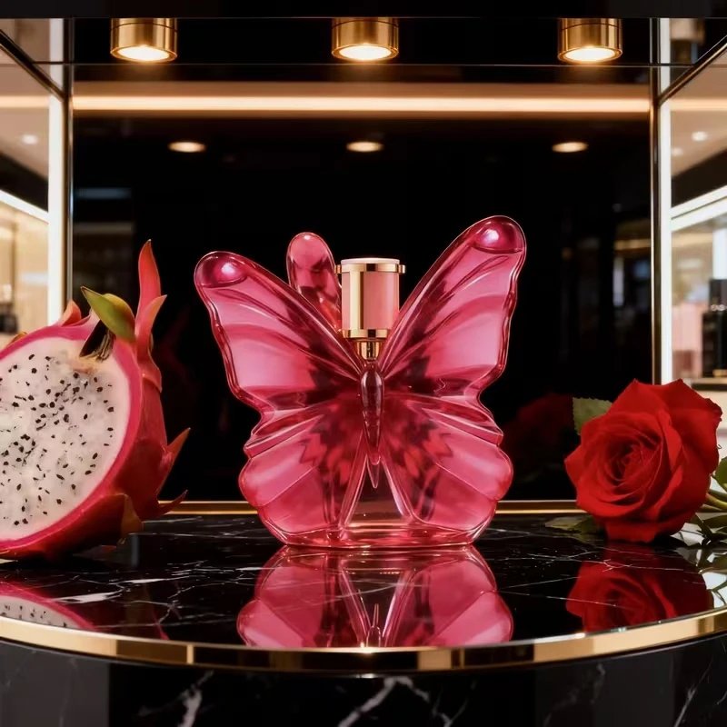 LA Bom. b.A 2.7oz female perfume, fresh flower and fruit fragrance, dragon fruit integration, unique butterfly design LA Bom. b.A 2.7oz female perfume, fresh flower and fruit fragrance, dragon fruit integration, unique butterfly design
