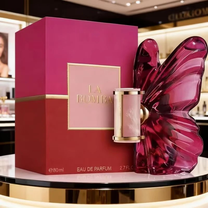 LA Bom. b.A 2.7oz female perfume, fresh flower and fruit fragrance, dragon fruit integration, unique butterfly design LA Bom. b.A 2.7oz female perfume, fresh flower and fruit fragrance, dragon fruit integration, unique butterfly design