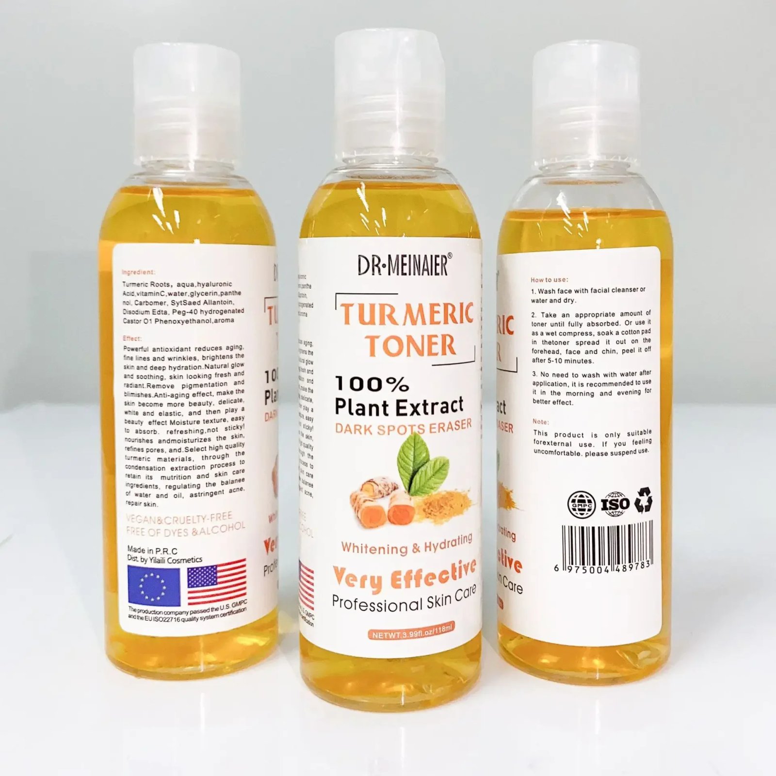 Turmeric Toner Brightening Face Serum Dark Corrector Whitening Serum Moisturizing Vitamin C Ginger Essence Korean Cosmetics DR. MEINAIER Turmeric Toner