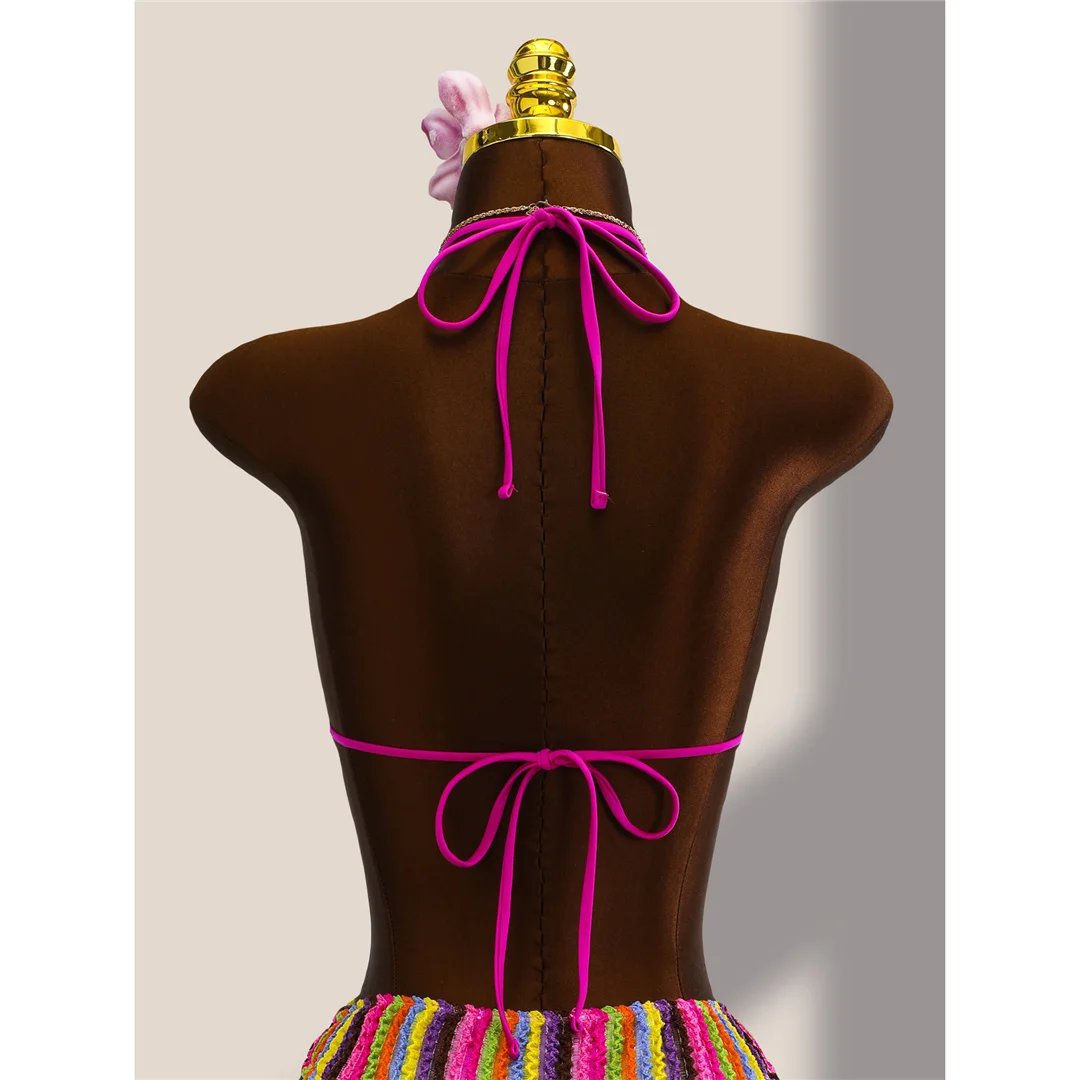 Striped Colorful Halter Cut Out Bather Bathing Suit Swim One Piece Swimsuit Women Swimwear Female Monokini High Leg Cut K8304 Striped Colorful Halter Cut Out Bather Bathing Suit Swim One Piece Swimsuit Women Swimwear Female Monokini High Leg Cut K8304