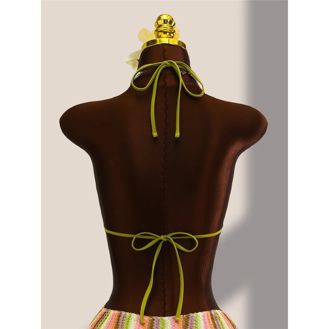 Striped Colorful Halter Cut Out Bather Bathing Suit Swim One Piece Swimsuit Women Swimwear Female Monokini High Leg Cut K8304 Striped Colorful Halter Cut Out Bather Bathing Suit Swim One Piece Swimsuit Women Swimwear Female Monokini High Leg Cut K8304