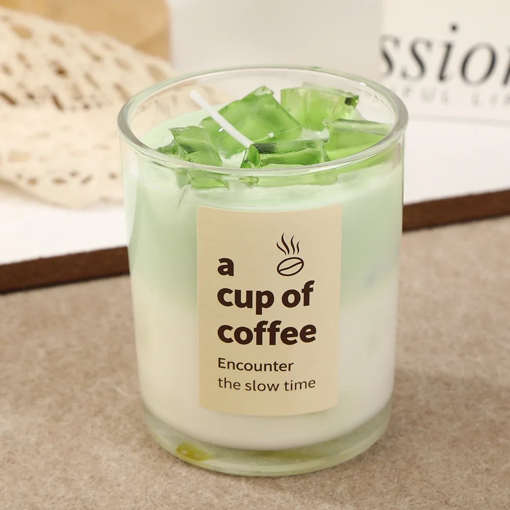 Coffee scented candle glass design ins wind decorative candle home table ornament gift