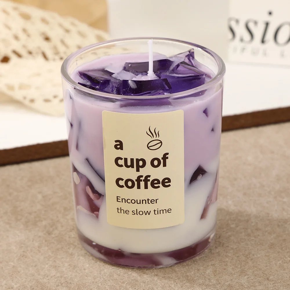 Coffee scented candle glass design ins wind decorative candle home table ornament gift