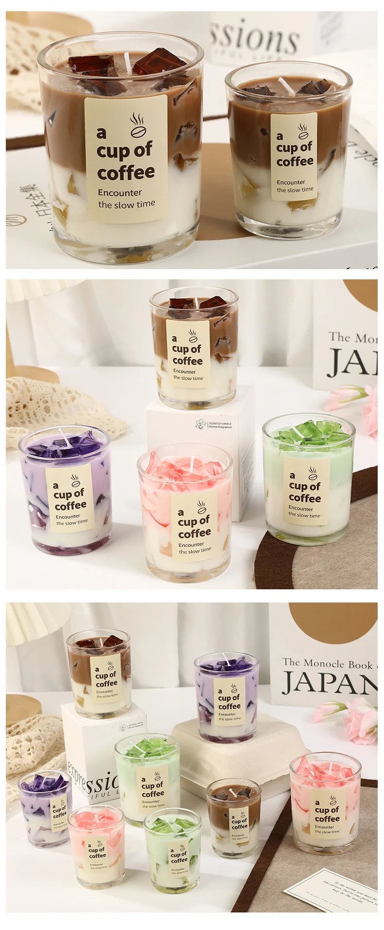 Coffee scented candle glass design ins wind decorative candle home table ornament gift Coffee scented candle glass design ins wind decorative candle home table ornament gift