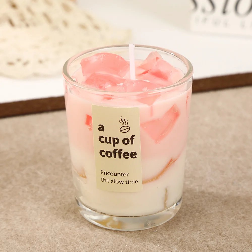 Coffee scented candle glass design ins wind decorative candle home table ornament gift