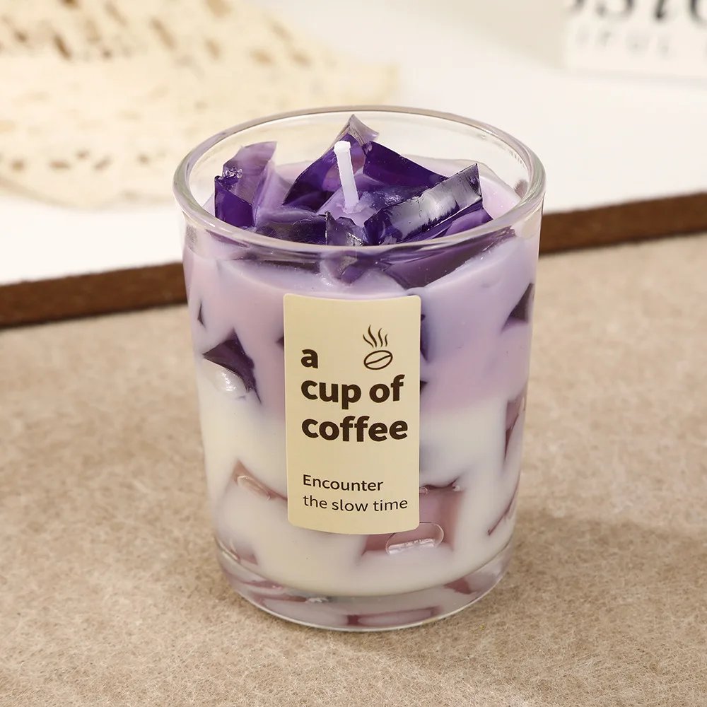 Coffee scented candle glass design ins wind decorative candle home table ornament gift