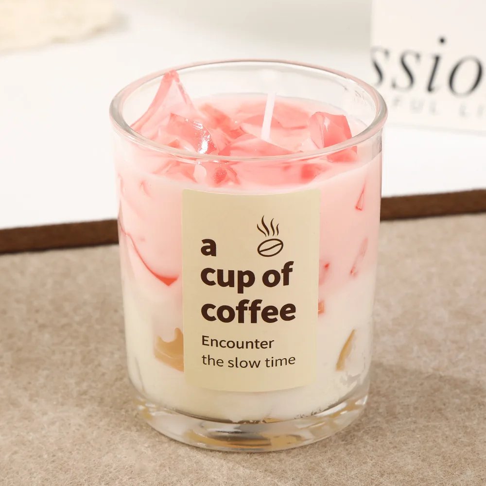 Coffee scented candle glass design ins wind decorative candle home table ornament gift
