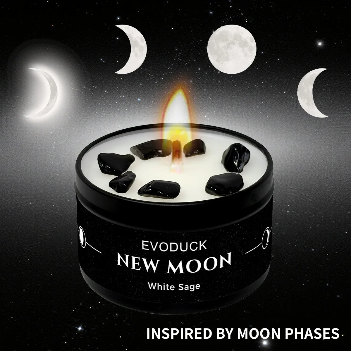 4PCS Moon Phase Crystal Scented Candle Set, 3oz Natural Soy Wax Tin Candles, White Sage, Lemongrass, Jasmine and Lavender Aromatherapy, New Moon Ritual Meditation Home Fragrance, Spiritual Birthday Christmas Gift for Women, Gift for Moon Rituals 4PCS Moon Phase Crystal Scented Candle Set, 3oz Natural Soy Wax Tin Candles, White Sage, Lemongrass, Jasmine and Lavender Aromatherapy, New Moon Ritual Meditation Home Fragrance, Spiritual Birthday Christmas Gift for Women, Gift for Moon Rituals