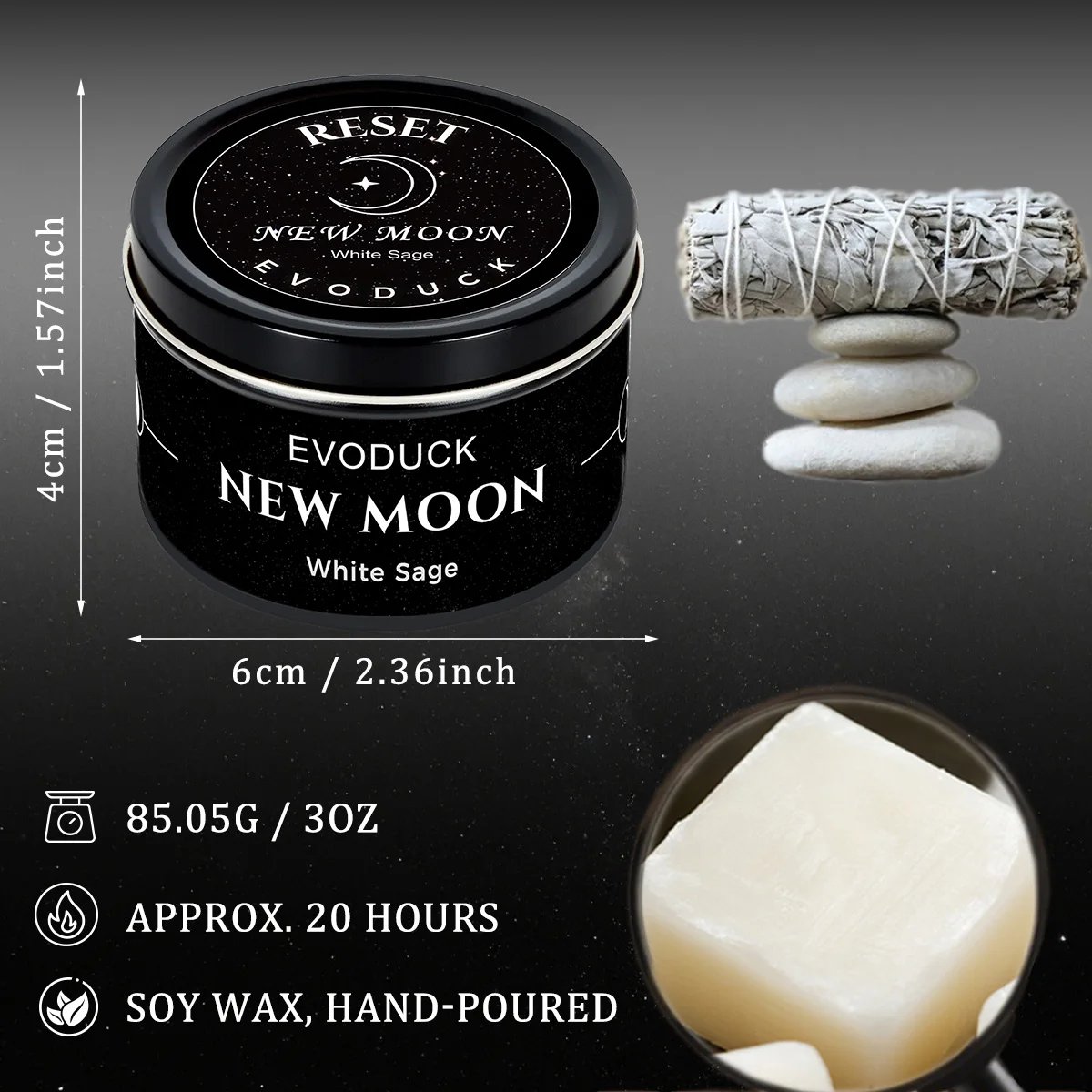 4PCS Moon Phase Crystal Scented Candles - Image 5
